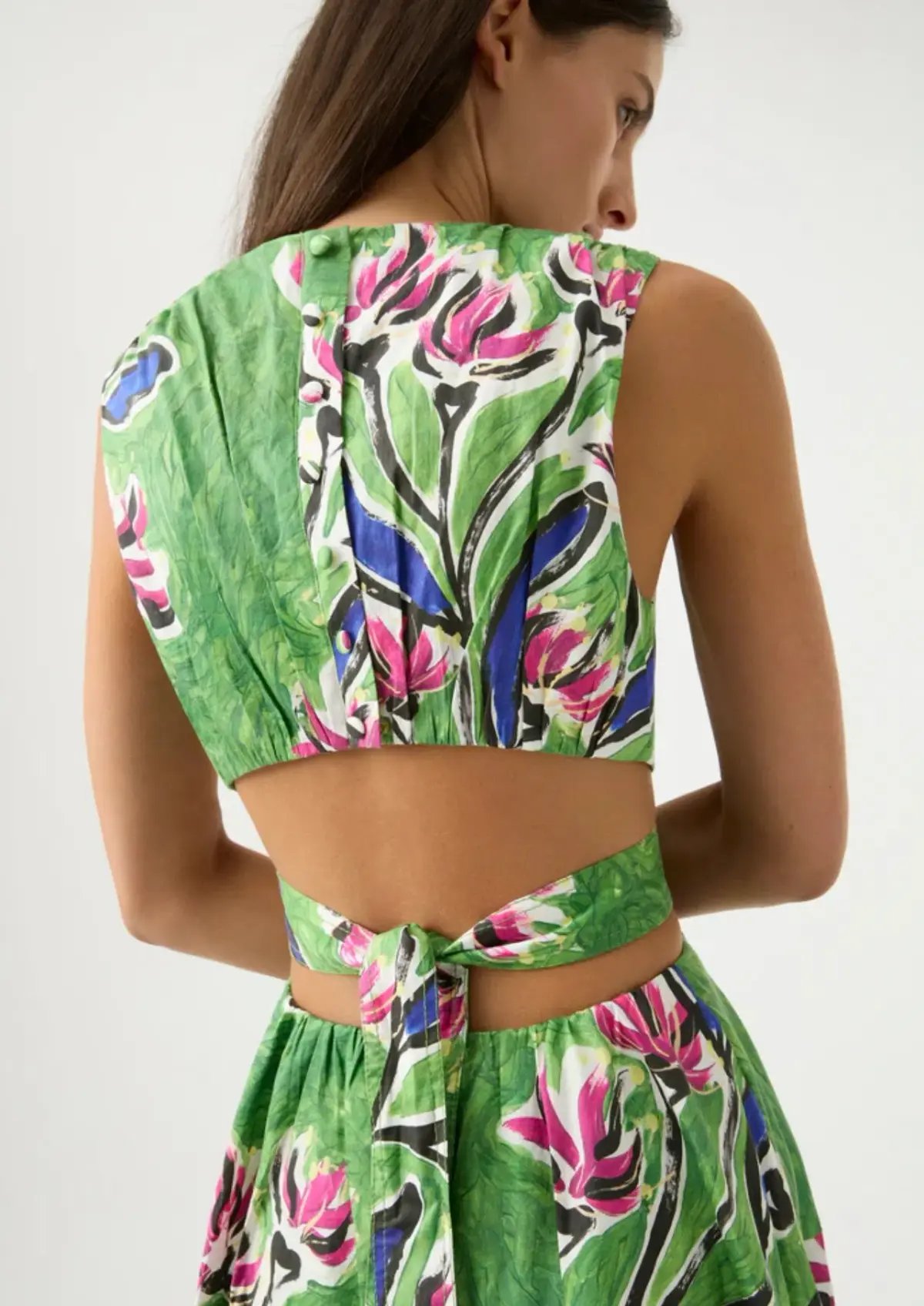 Aje Zorina Tie Midi Dress Green Floral Print Size 14 photo 3