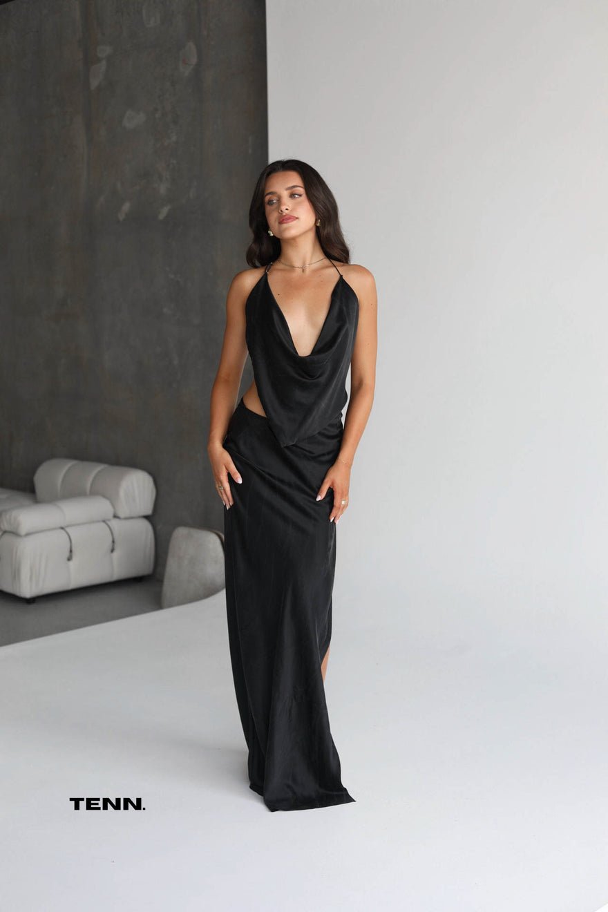 Michael Lo Sordo Iced Bias Gown - Black photo 3