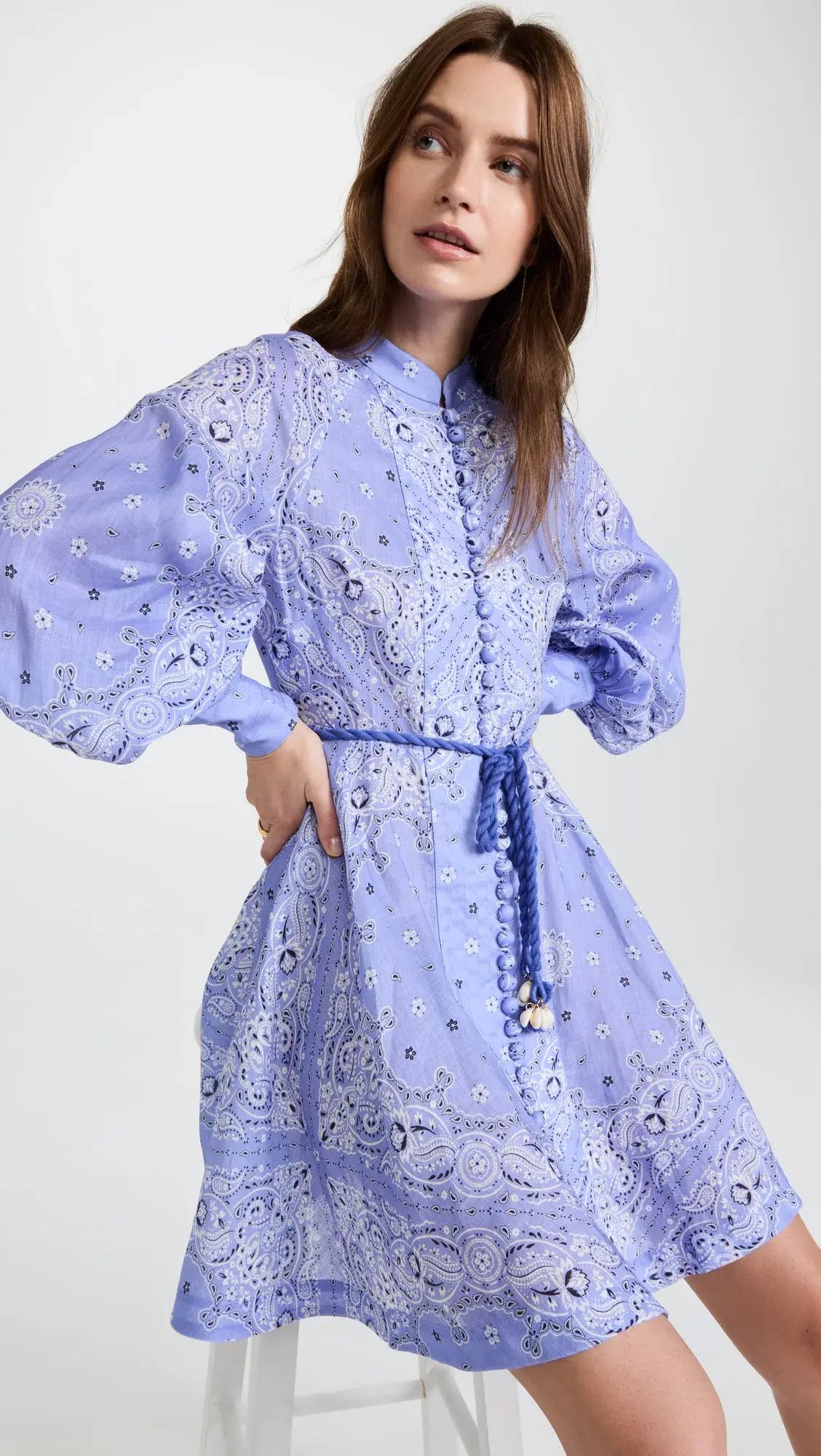 Zimmerman Violet Button Up Mini Dress in Cornflower Bandana Print Size 1 / Au 10 photo 5