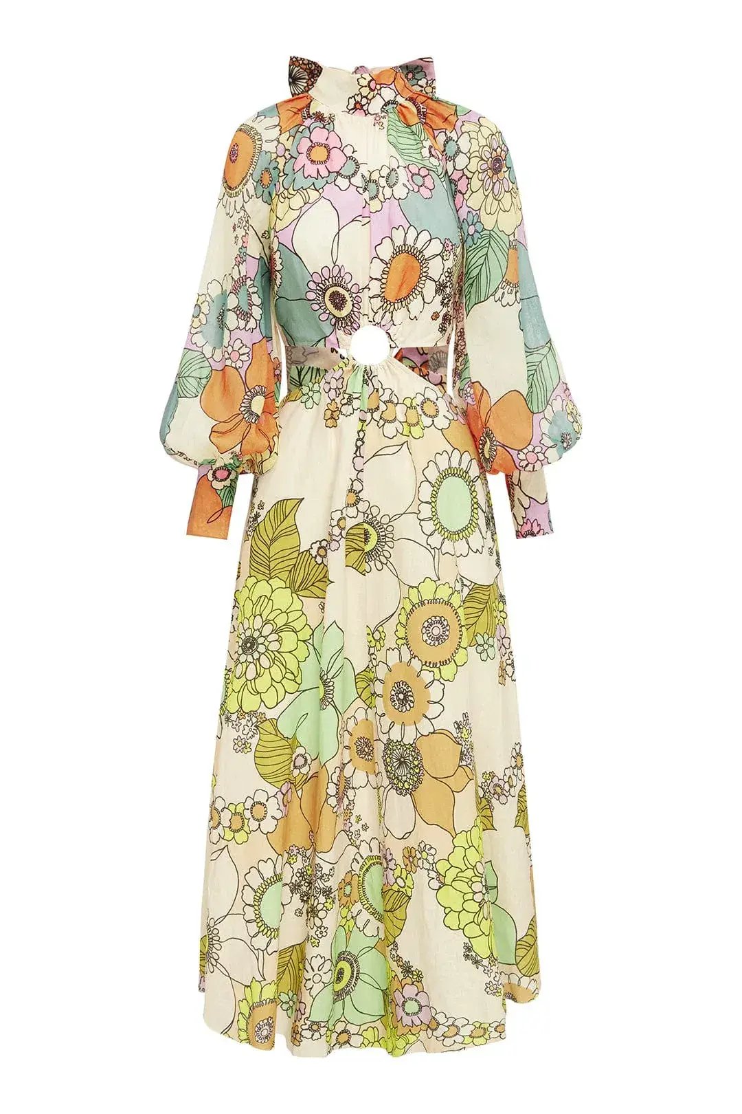 Alemais Farrah Cut Out Midi Dress Print Size 10 photo 5