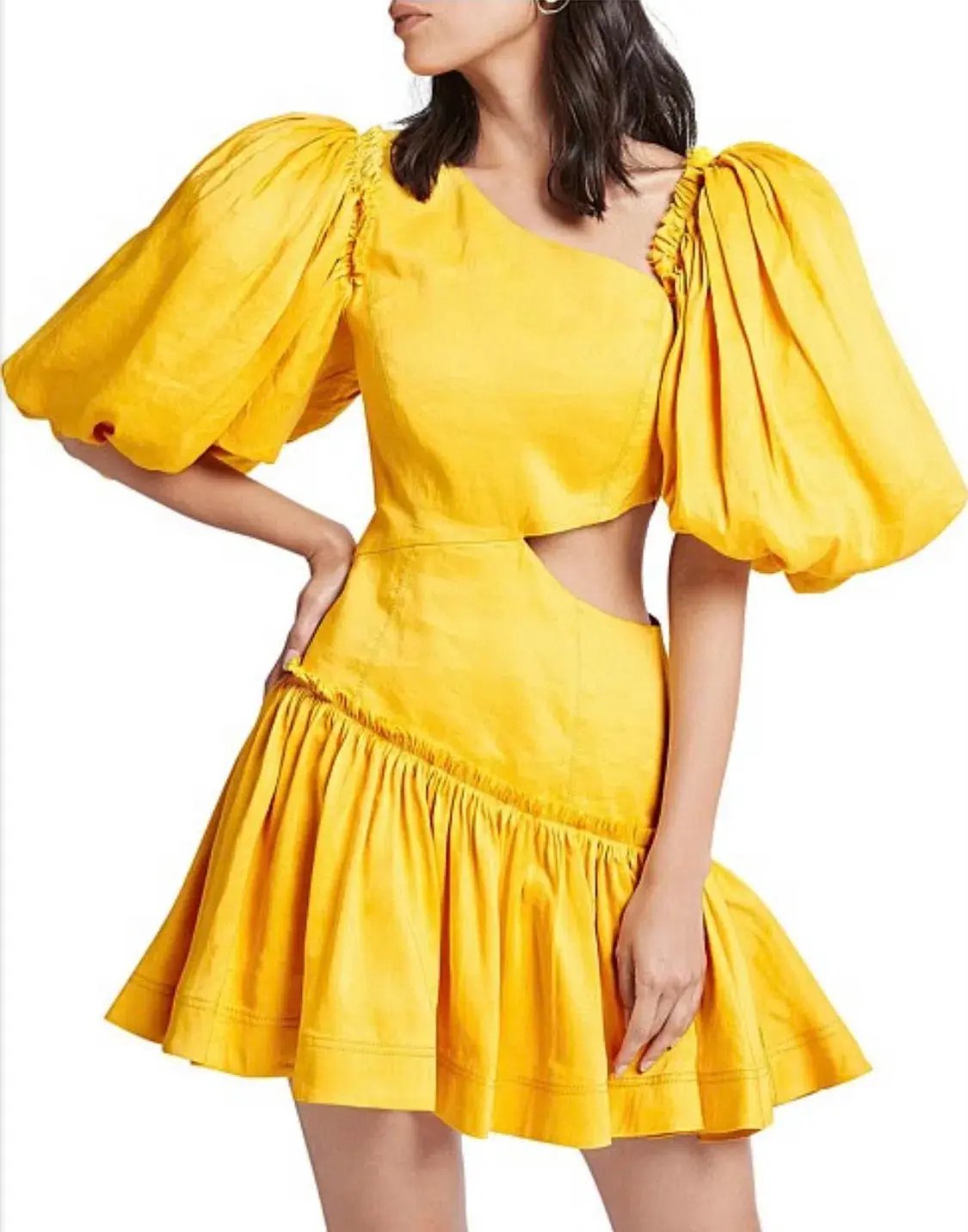 Aje Chateau Mini Dress Yellow Size 4 photo 2