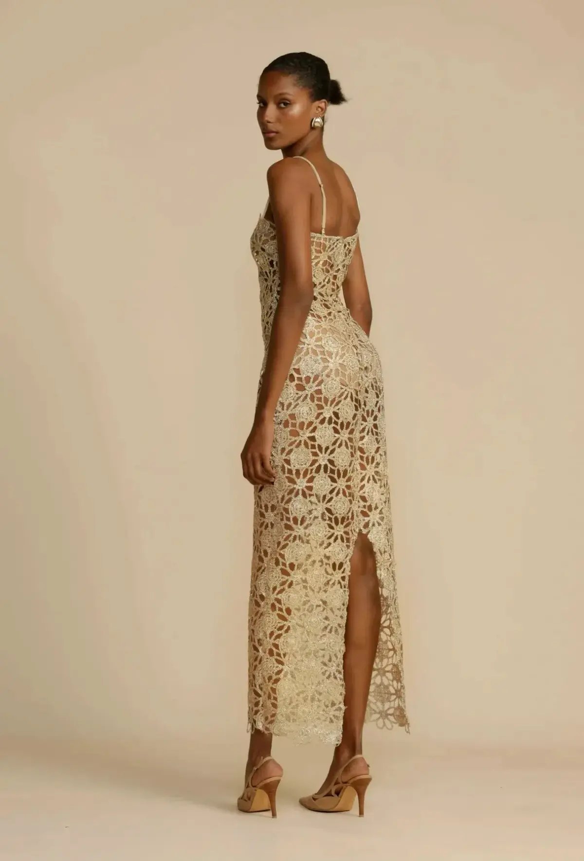 Arcina Ori Kendra Midi Dress Gold Size 8 photo 2