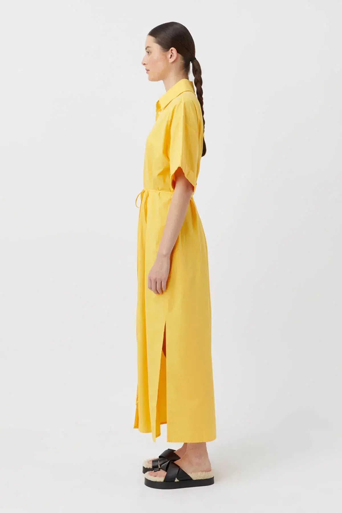 Camilla & Marc Wally Shirt Midi Dress Honey Yellow Gold Size 10 photo 3