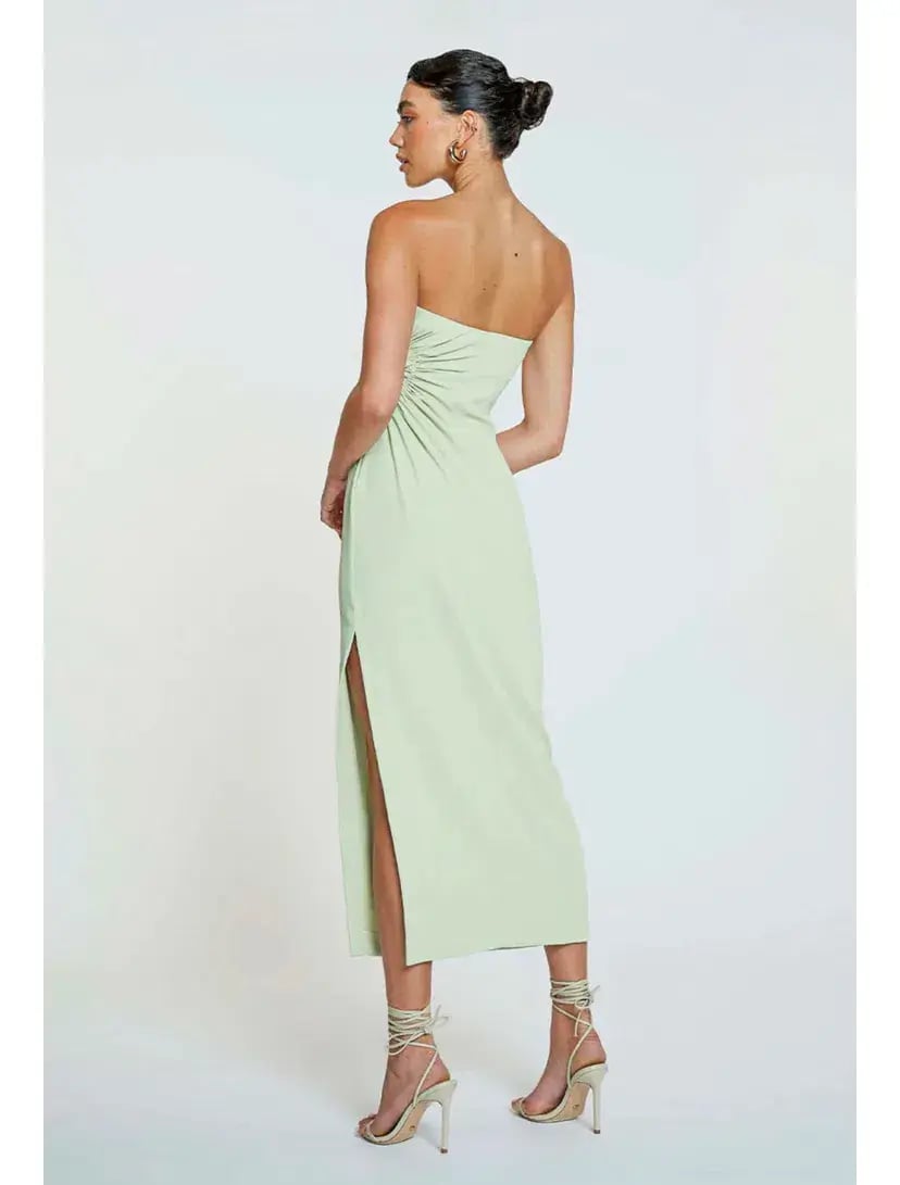 By Johnny Selena Strapless Midi Dress Avocado Green Size 8 / S photo 3