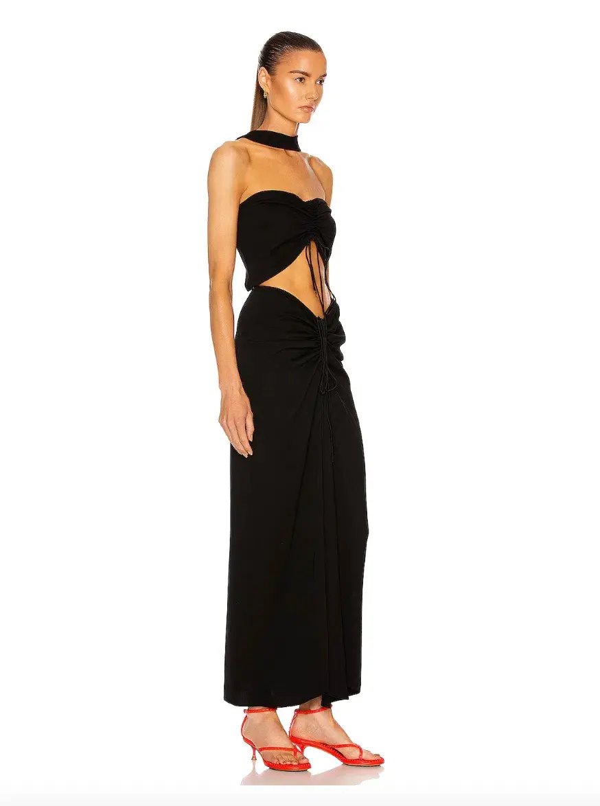 Christopher Esber Reversed Halter Disconnect Ruched Dress Black Size 8 photo 2