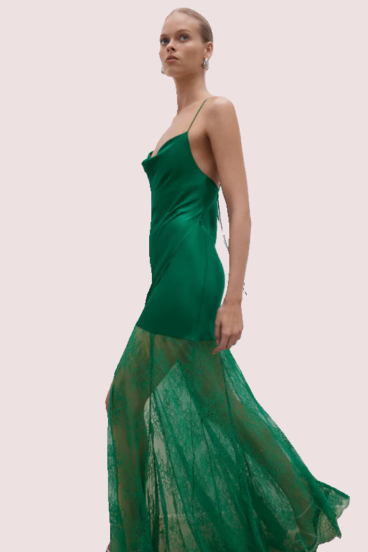 Shona Joy Elle Silk Lace Dress Green photo 4