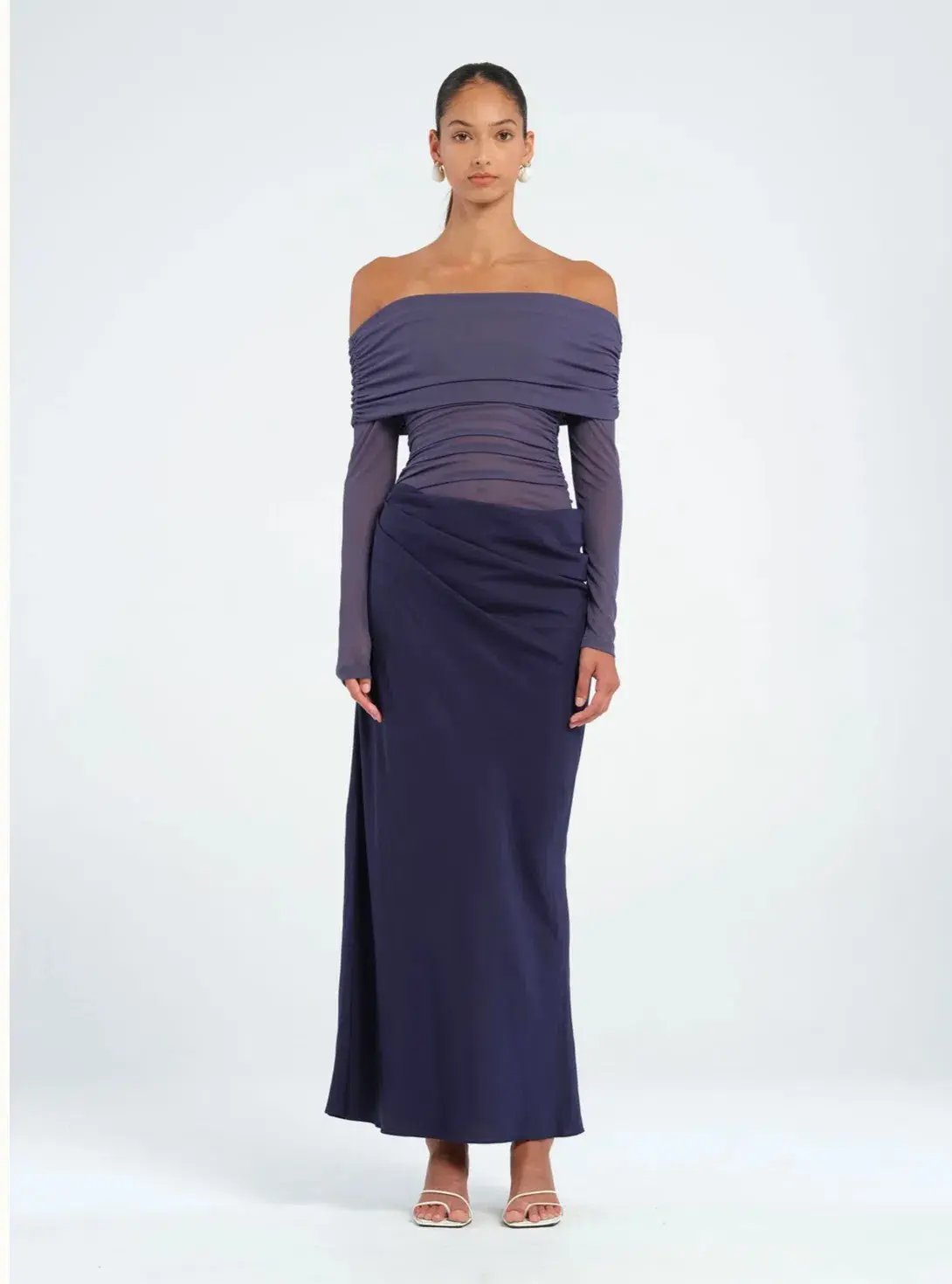 Benni Yasmin Off Shoulder Maxi Dress Navy Size 10 photo 5