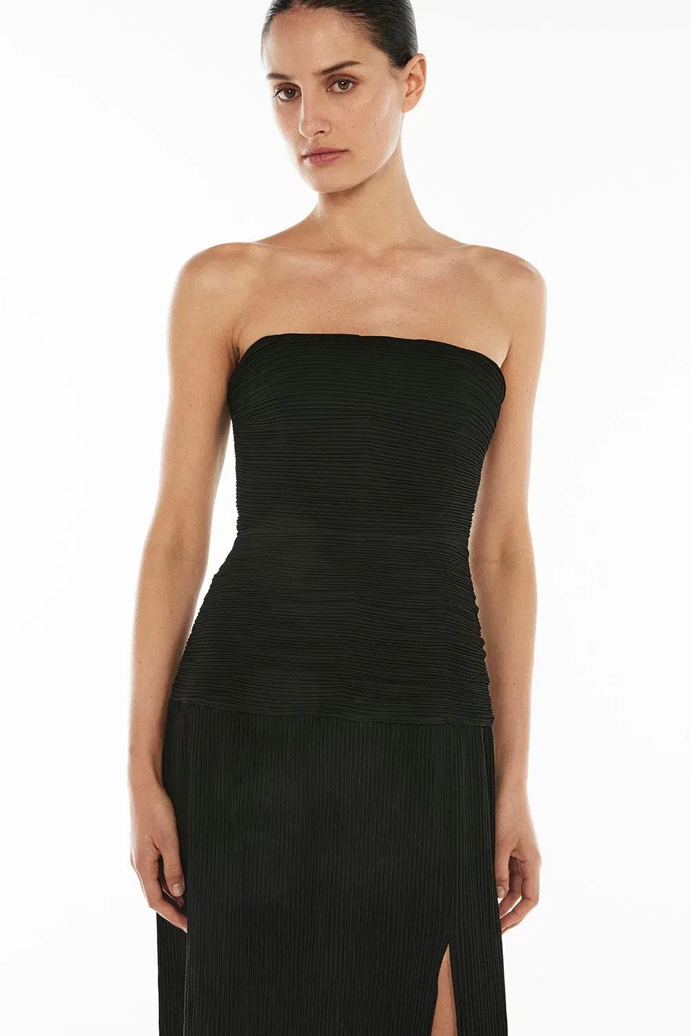 Manning Cartell Double Time Pleat Strapless in Black Size 10 photo 4