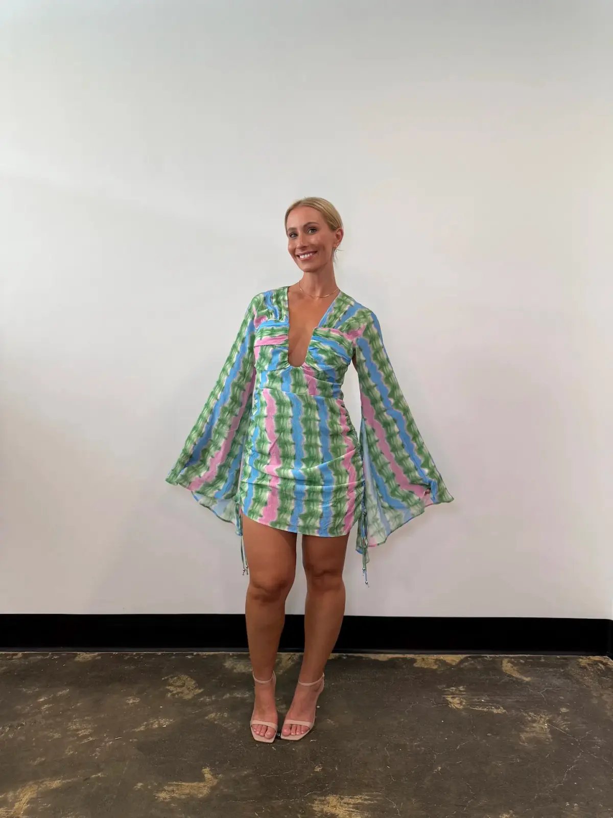 The Wolf Gang Zoya Mini Dress Tie Dye Stripe Size 12 photo 2