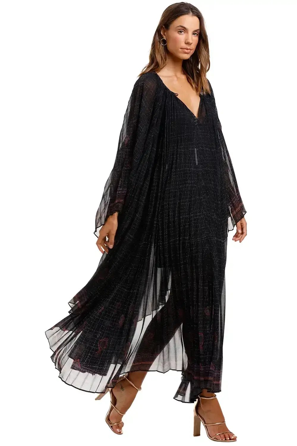 Camilla Sunray Pleated Kaftan Black Size 10 photo 2