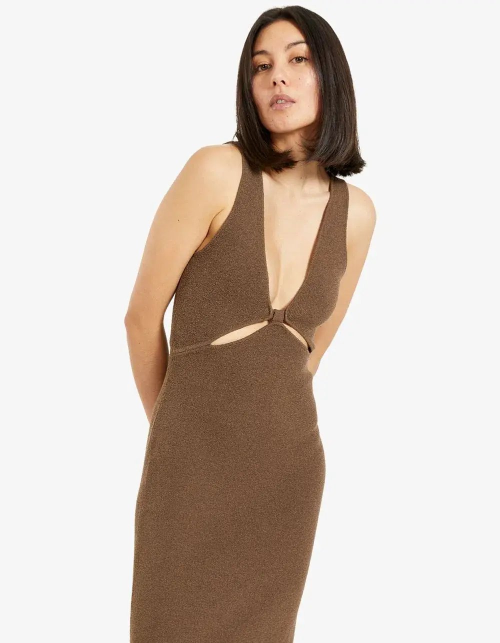 Bec & Bridge Zahara Knit Midi Dress Twig Brown Size XS/Au 6 photo 2