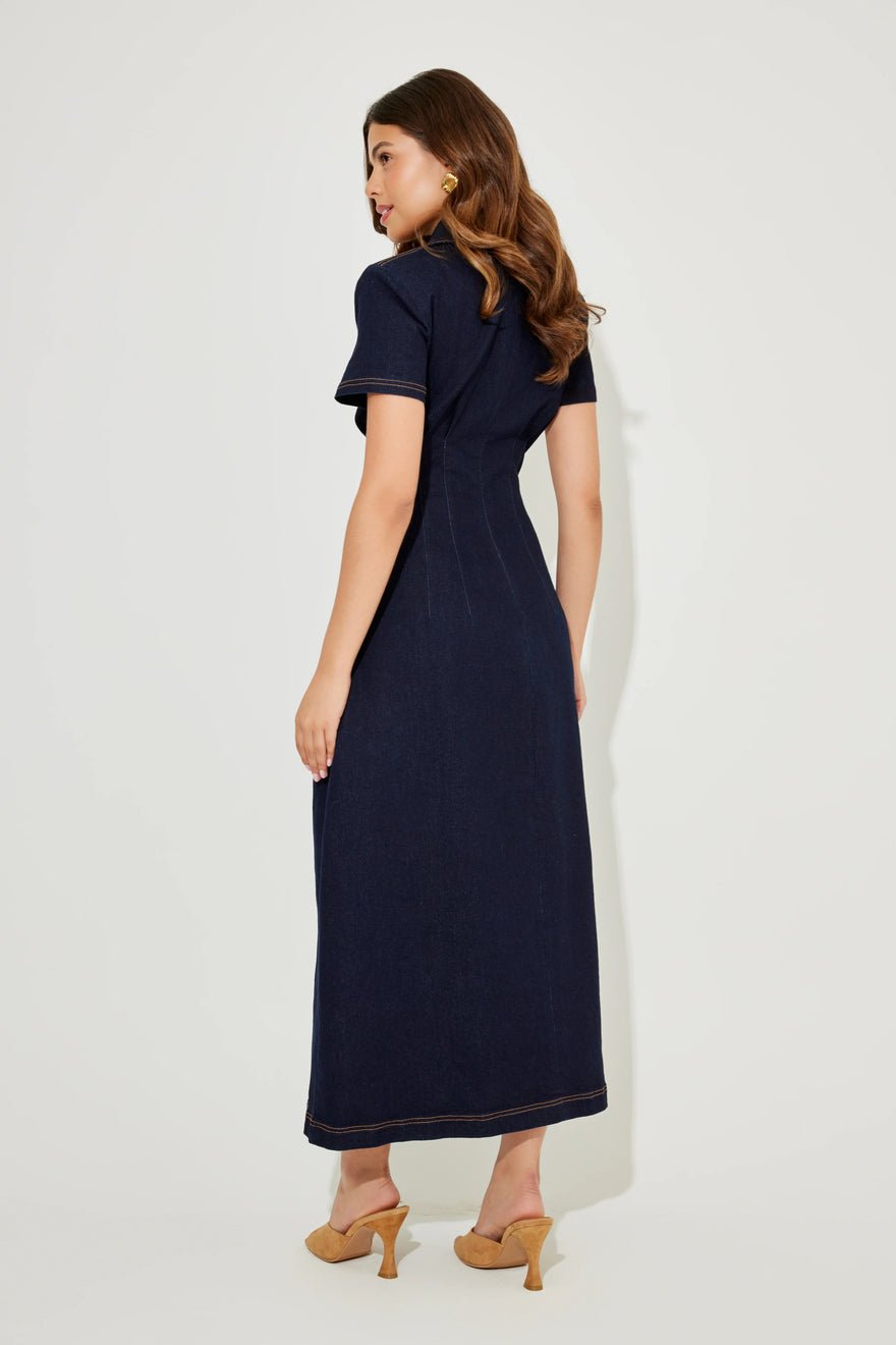 Odd Muse The Ultimate Muse Denim Collared Midi Dress - Blue photo 2