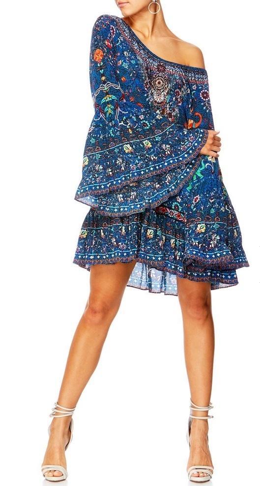 Camilla 'Kindness Kaleidoscope' A line frill dress Blue  Size L photo 2