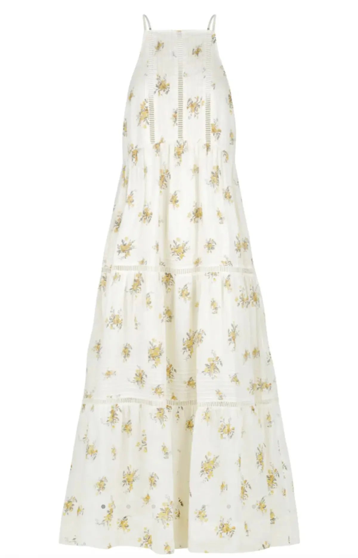 Shona Joy Lila Linen Pin Tuck Sleeveless Maxi Dress Floral Size 10 photo 6