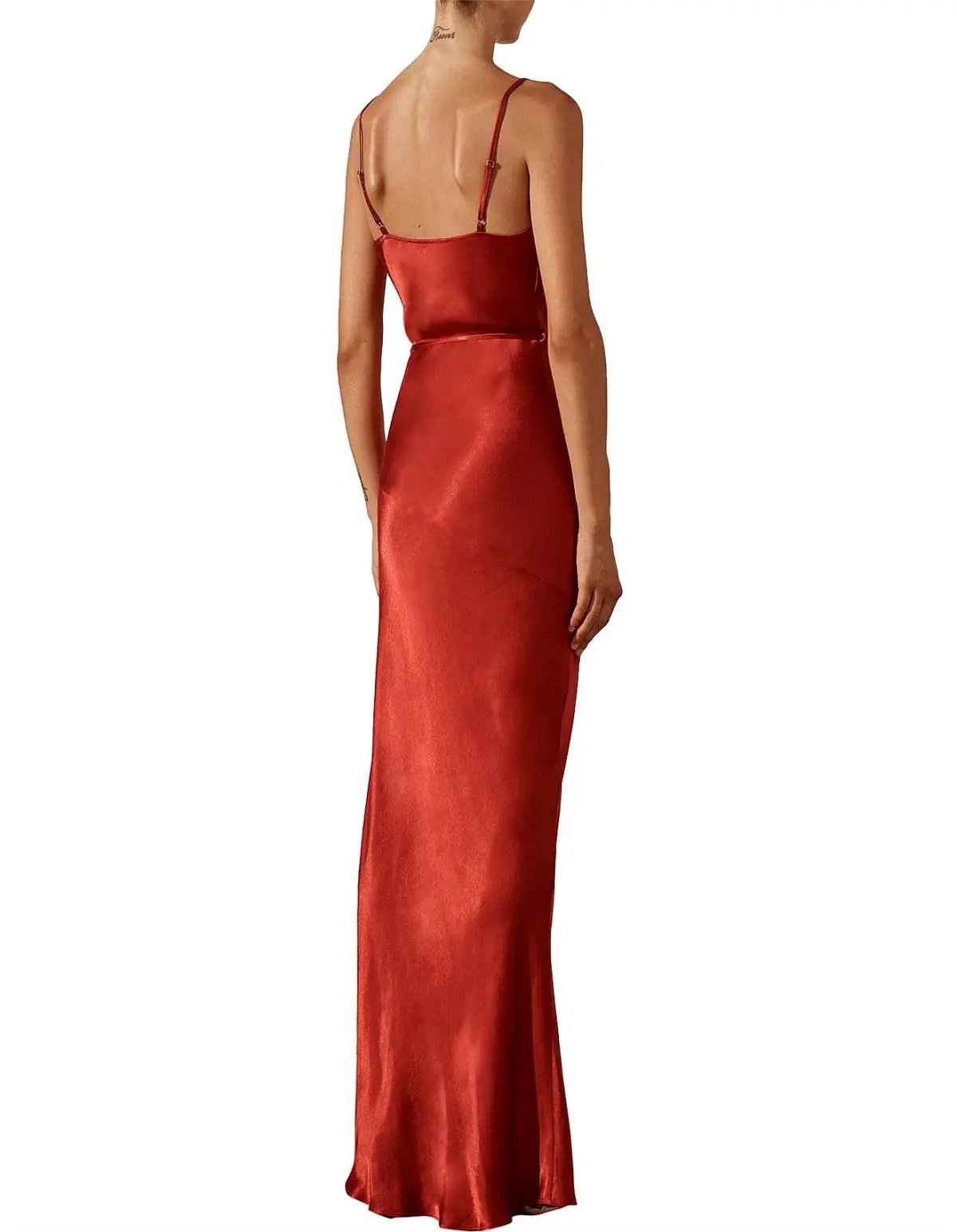 SHONA JOY La Lune Bias Cowl Maxi With Split - Red photo 3