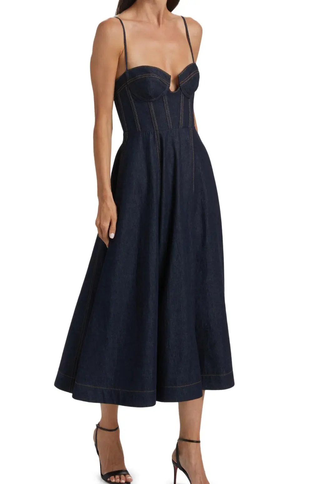 Zimmermann Crush Denim Bustier Midi Dress Navy Size 0P/Au 6 photo 4