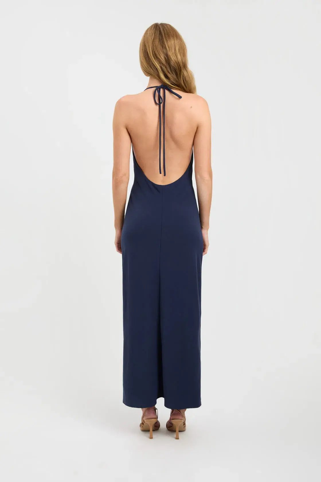 Kookaï Koko Halter Maxi Dress Ink Blue Size 10 photo 3