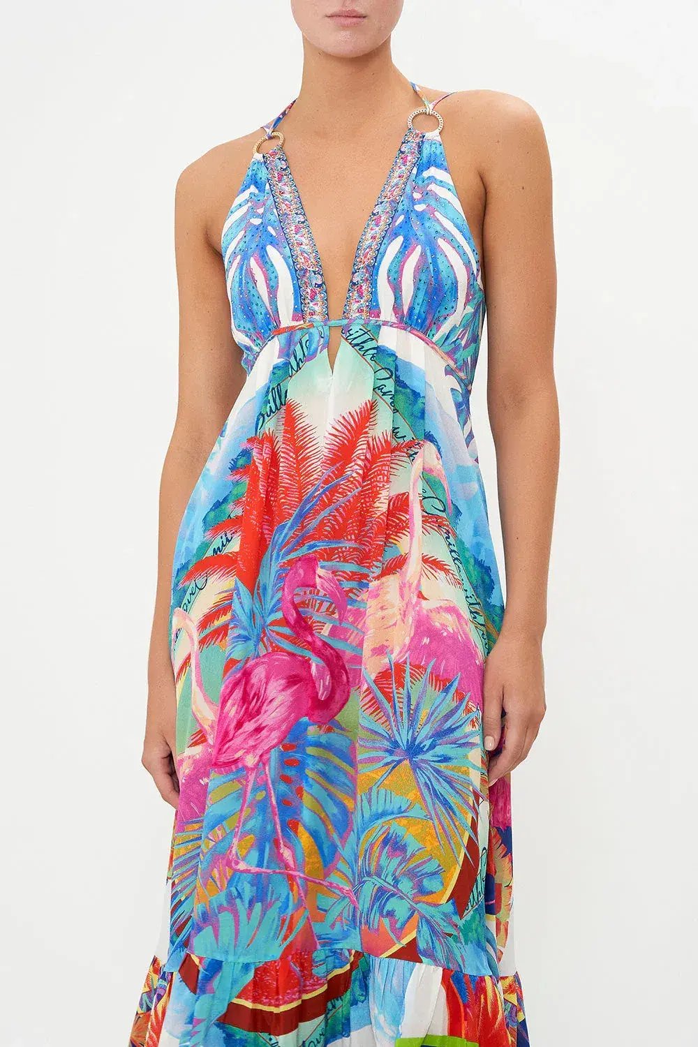 Camilla Flamenco Flamingo Tiered Dress with Hardware Size 14/L photo 4
