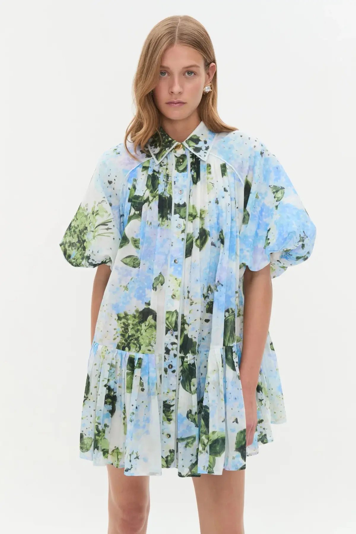 Aje Anthea Mini Smock Dress Blue Size 10 photo 2