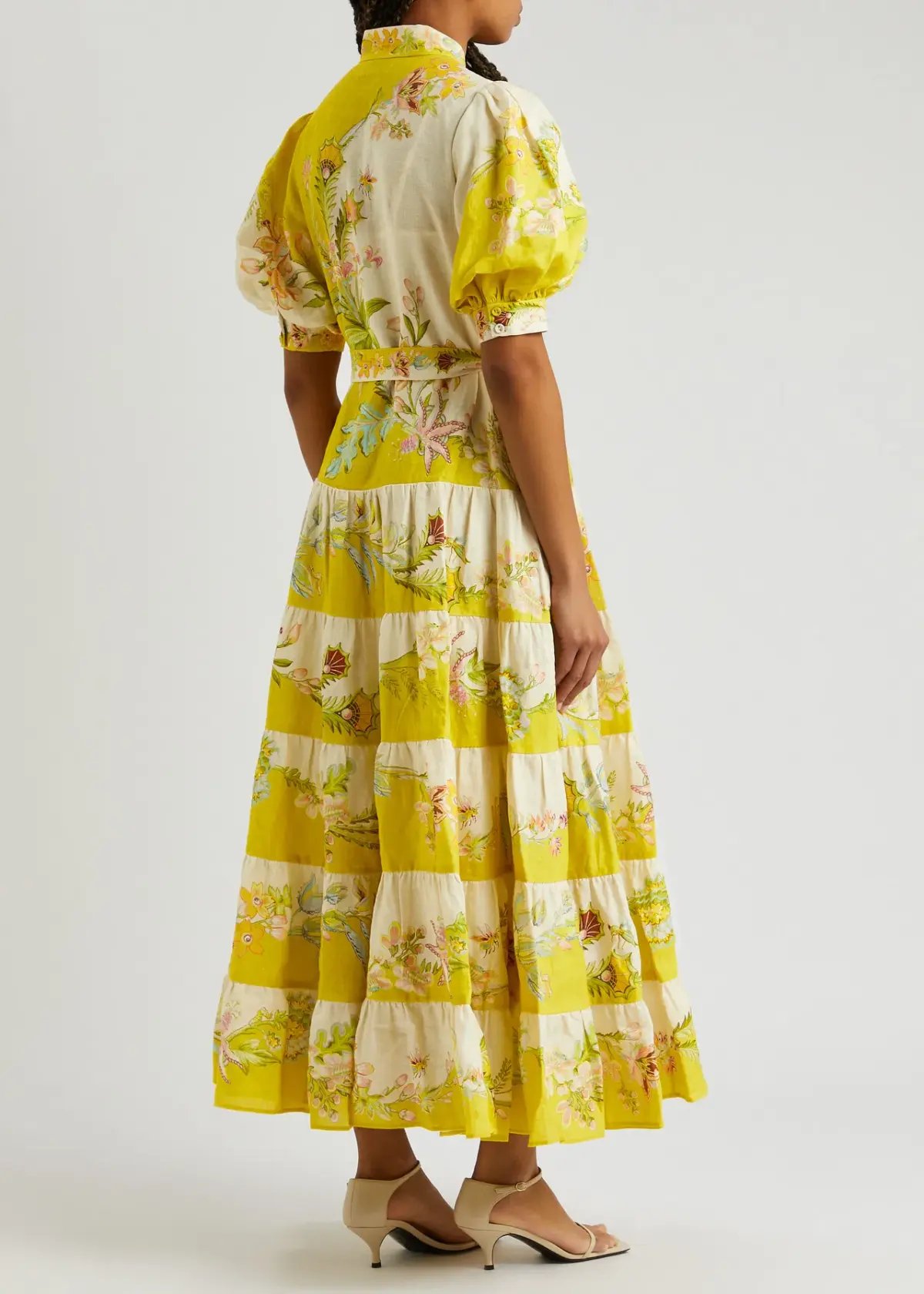 Alemais Ira Tiered Midi Dress Lemon/Cream Size AU 10 photo 4
