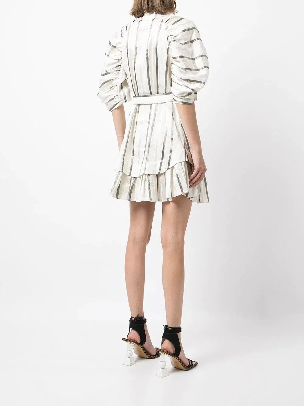 Acler Striped Leighton Midi Dress White Size AU 10 photo 2