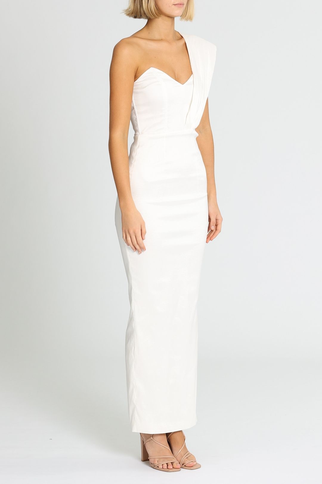 Structured One Shoulder Midi - White photo 2