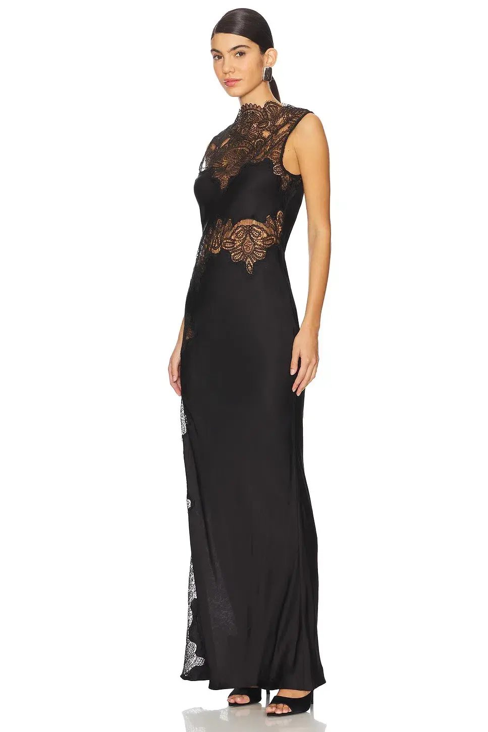 Shona Joy Jamila Lace High Neck Maxi Dress Black Size AU 12 photo 3