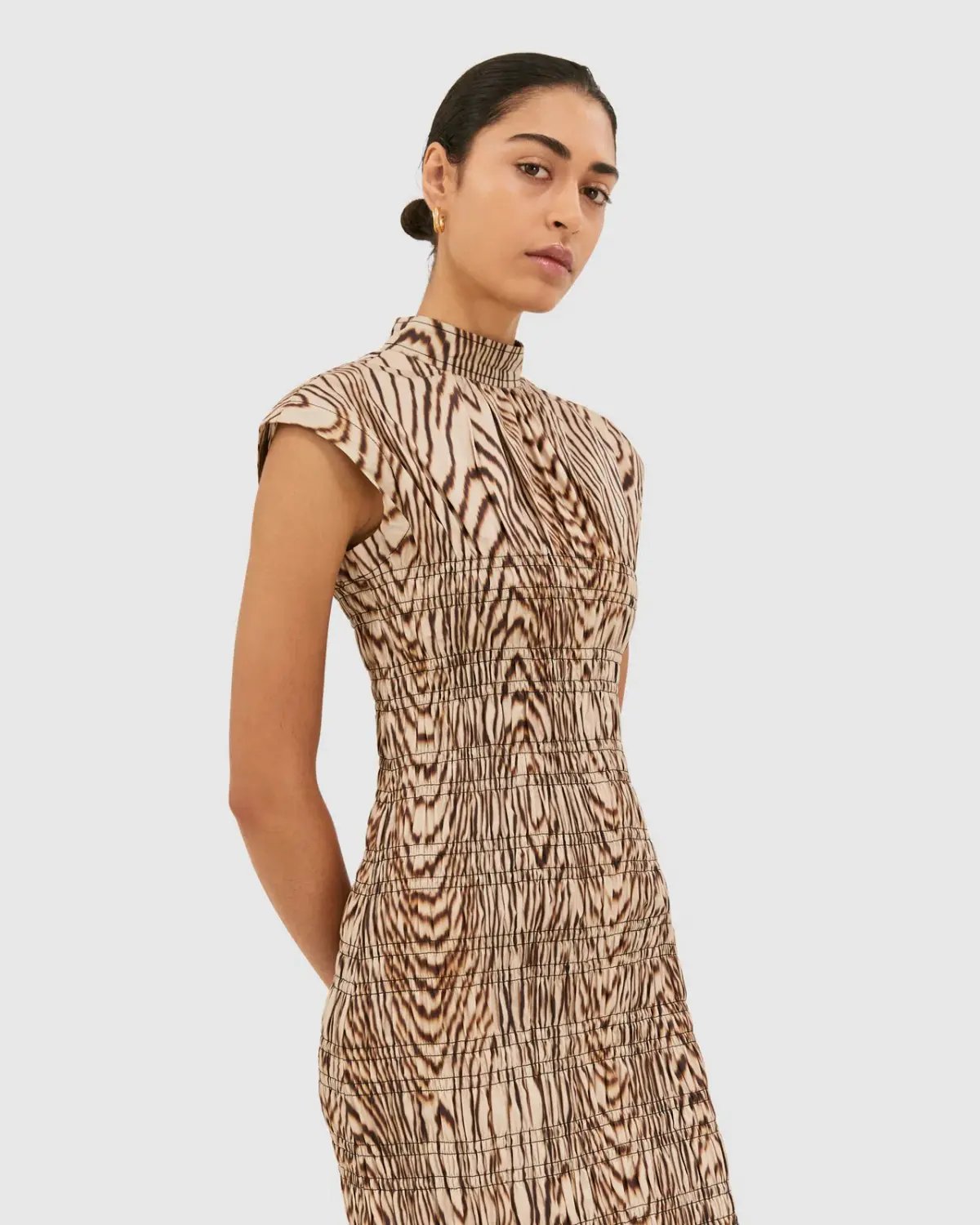 Saba Allegro Shirred Dress Brown Size AU 8 photo 4