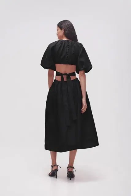 AJE -  Mimosa Cut Out Midi Dress Black - Size 12 photo 2