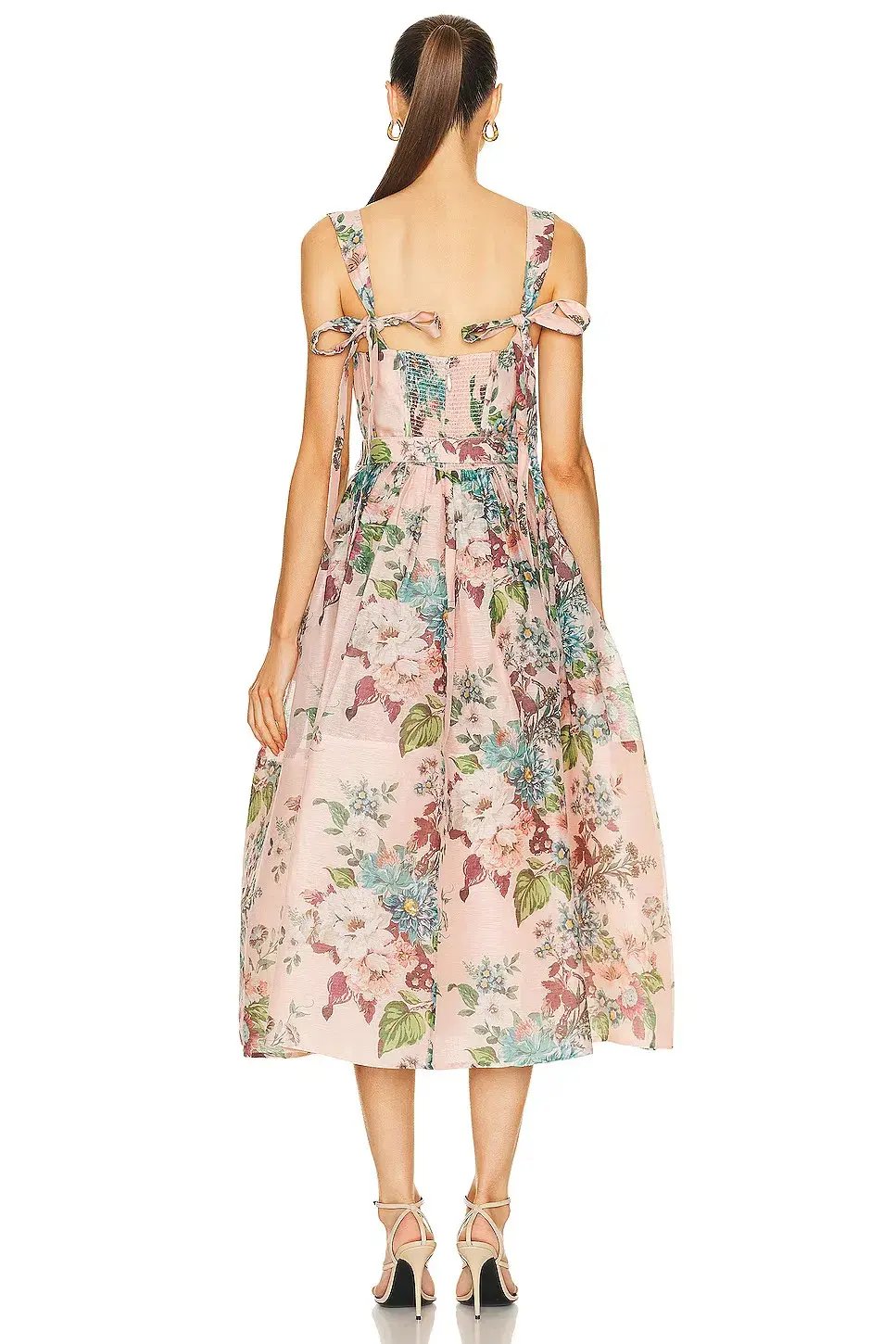 Zimmermann  Matchmaker Midi Dress Pink Barkcloth Floral Print  Size 2 / AU 12 photo 3