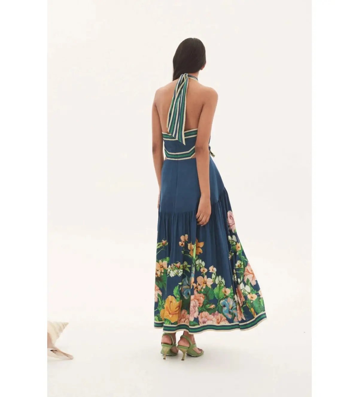 Alemais Lyla Halter Midi Dress Blue Size 10 photo 2