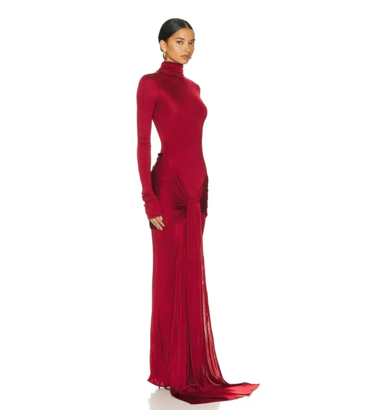 Helsa Slinky Jersey Sarong Maxi Dress in Samba Red Size 8 photo 3