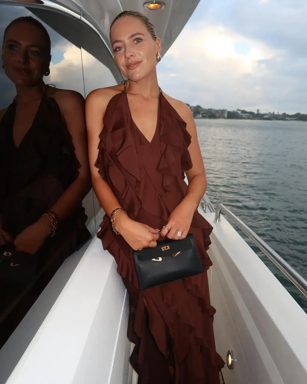 Anna October Reneta Ruffle Maxi Brown Size AU 10 photo 5
