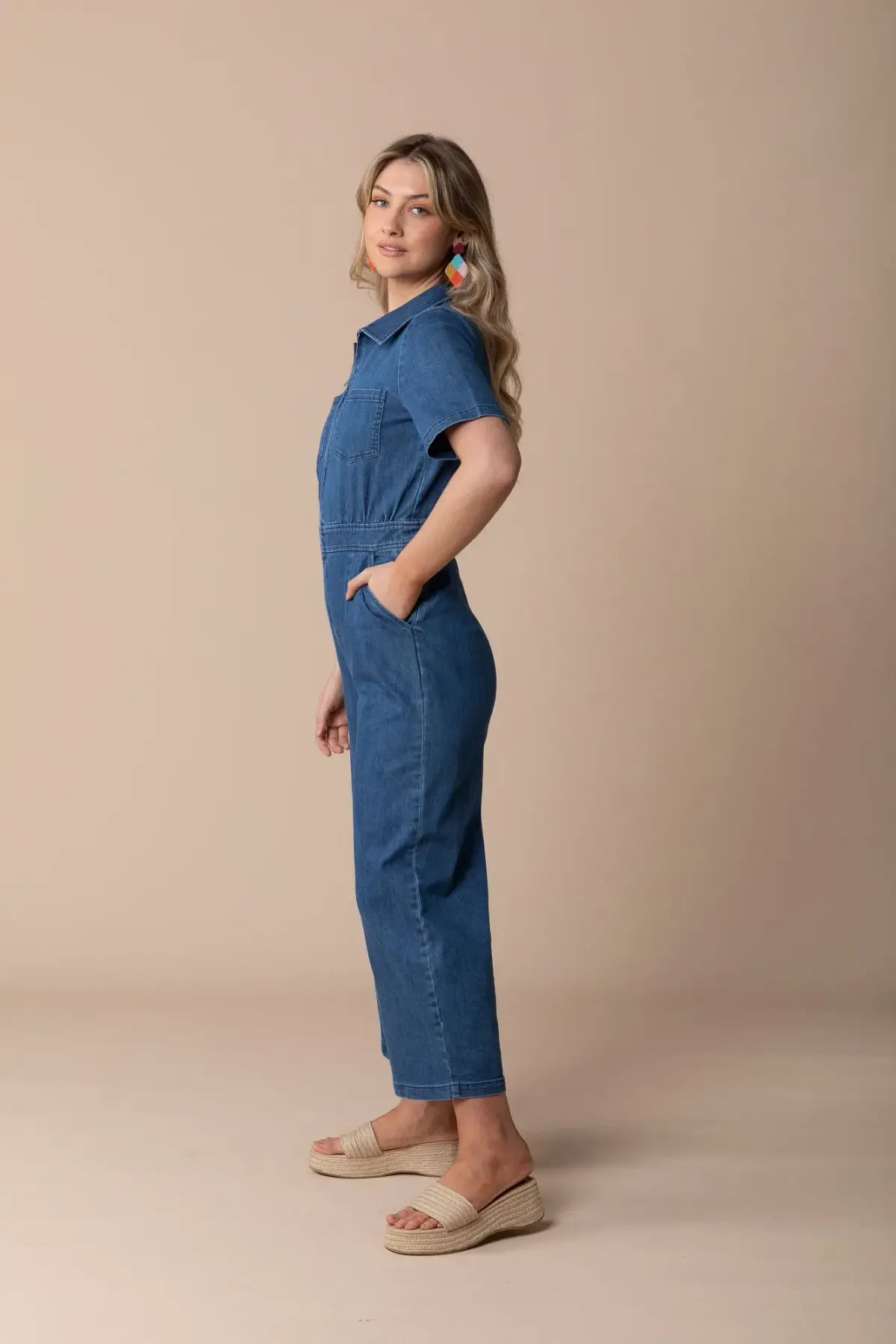 Frock Me Out Denim Freestyler Jumpsuit Vintage Wash Size 18 photo 3