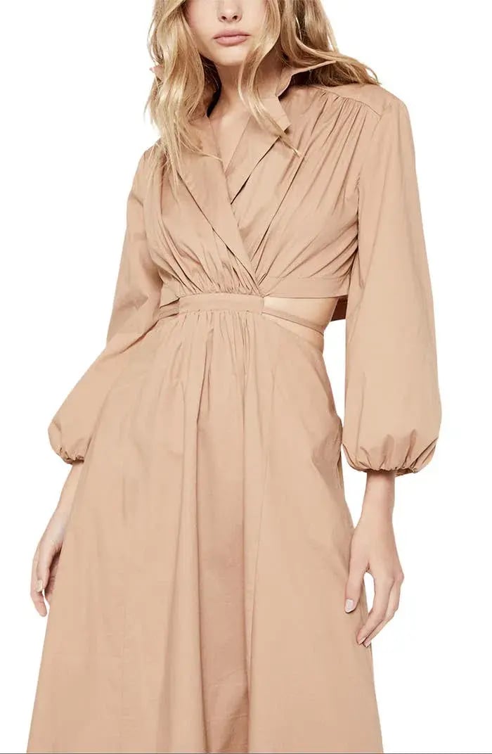 Bardot Arden Poplin Trench Midi Dress Beige Size S / AU 8 photo 3