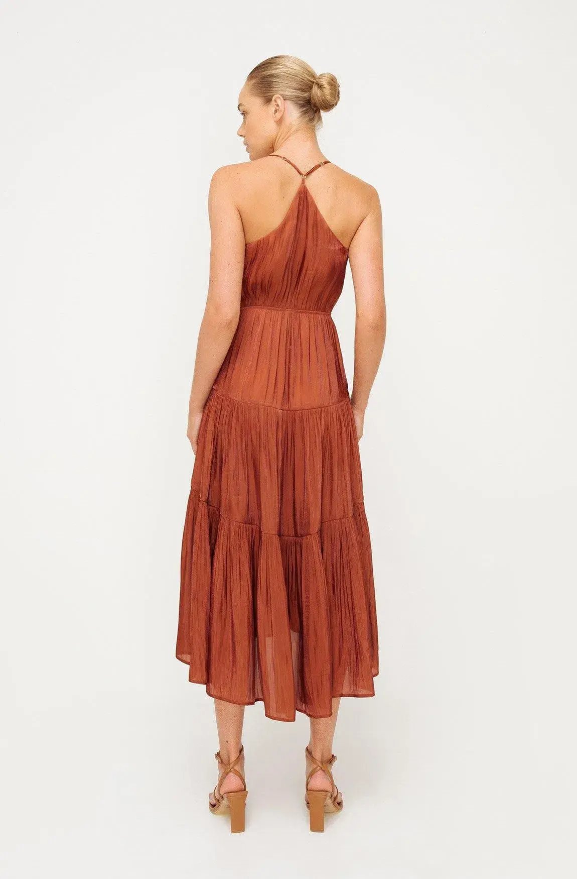 Sheike Womens Cascade Midi Dress Copper Size 16 photo 4