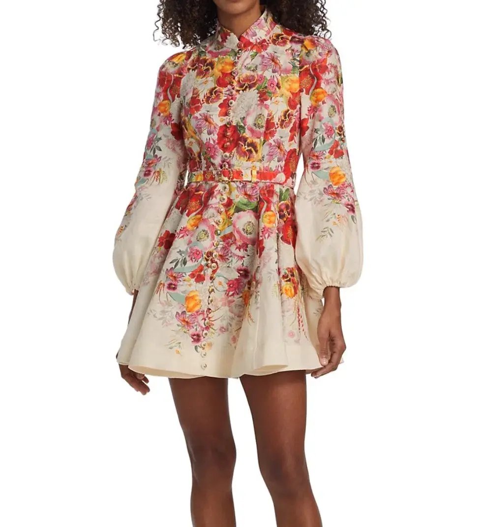 Zimmermann The Wonderland Buttoned Mini in Elka Poppy Ivory Size 1 /Au 10 photo 5