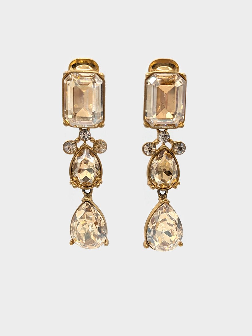 Oscar De La Renta Gold Shadow Crystal Drop earrings photo 4