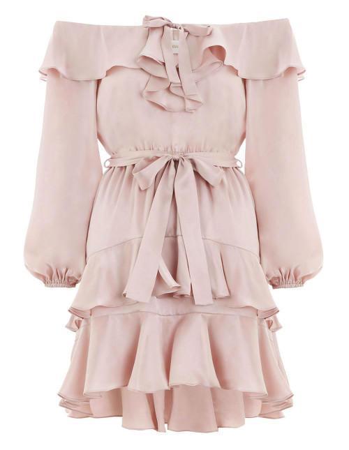 Zimmermann Flounce Off Shoulder Mini Dress Pink Size 8 photo 3