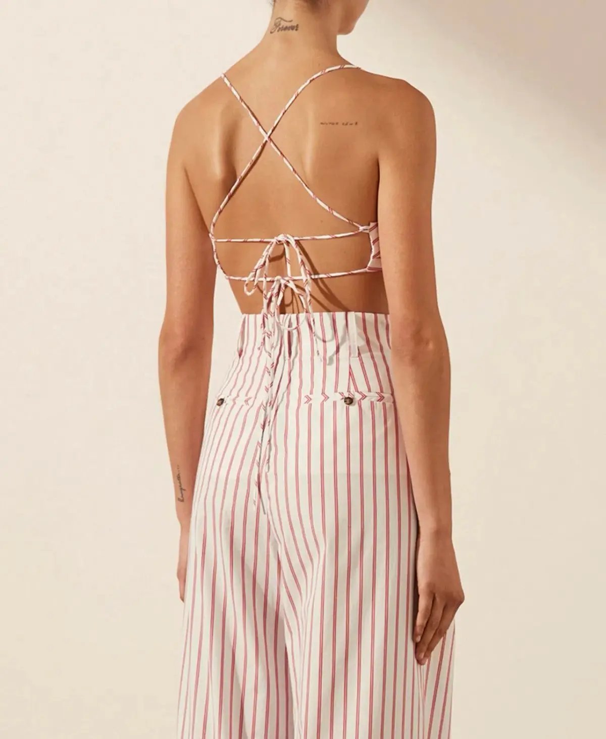 Shona Joy Tie Back Bralette & High Waist Pants Set Ribiero Size 6 photo 4