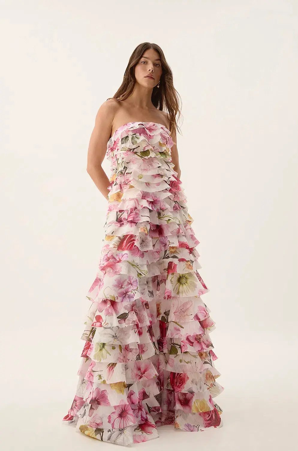 Aje Fleur Pleated Gown in Collage Floral Size AU 12 photo 3