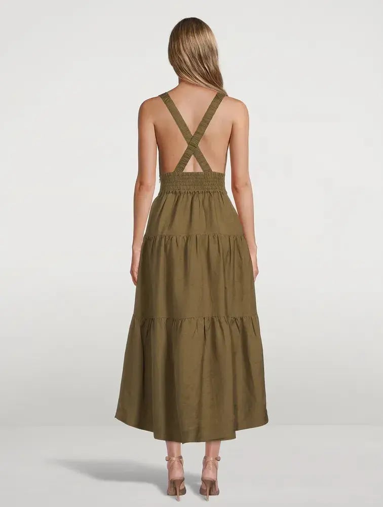 Shona Joy Juliana Midi Dress Khaki Size AU 10 photo 2
