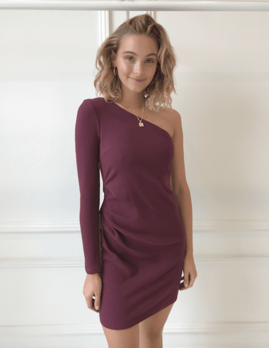 By Nicola Belle One Shoulder Plum Mini Size 8 photo 3