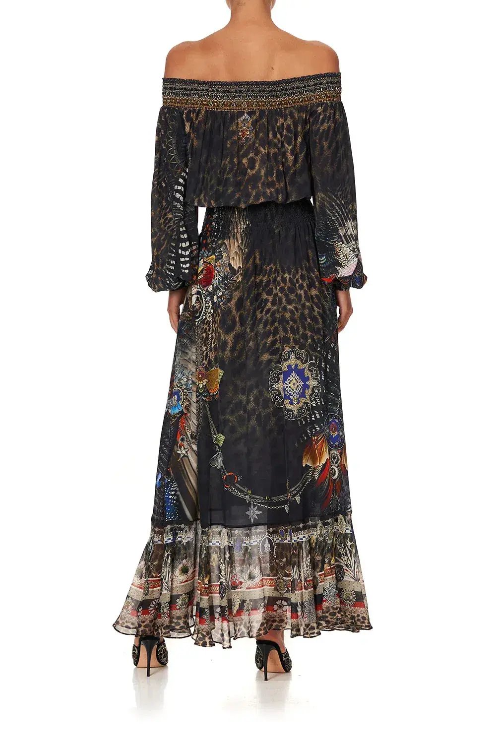 Camilla Treasure Chaser Off Shoulder Shirred Dress Print Size XXL / AU 18 photo 2