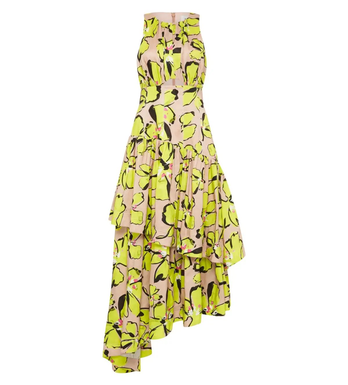 Aje Pelicano Citrus Bloom Racer Back Tiered Asymmetric Maxi Dress Print Size AU 8 photo 4