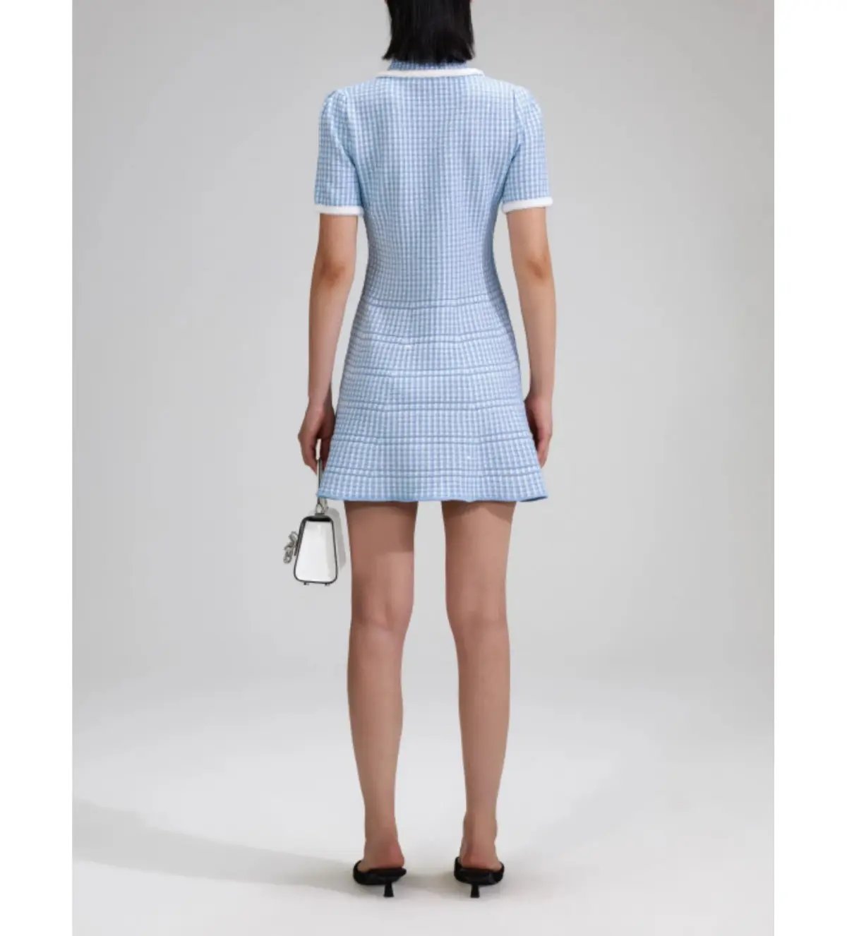 Self Portrait Blue Lurex Knitted Mini Dress Size M/AU 8 photo 4
