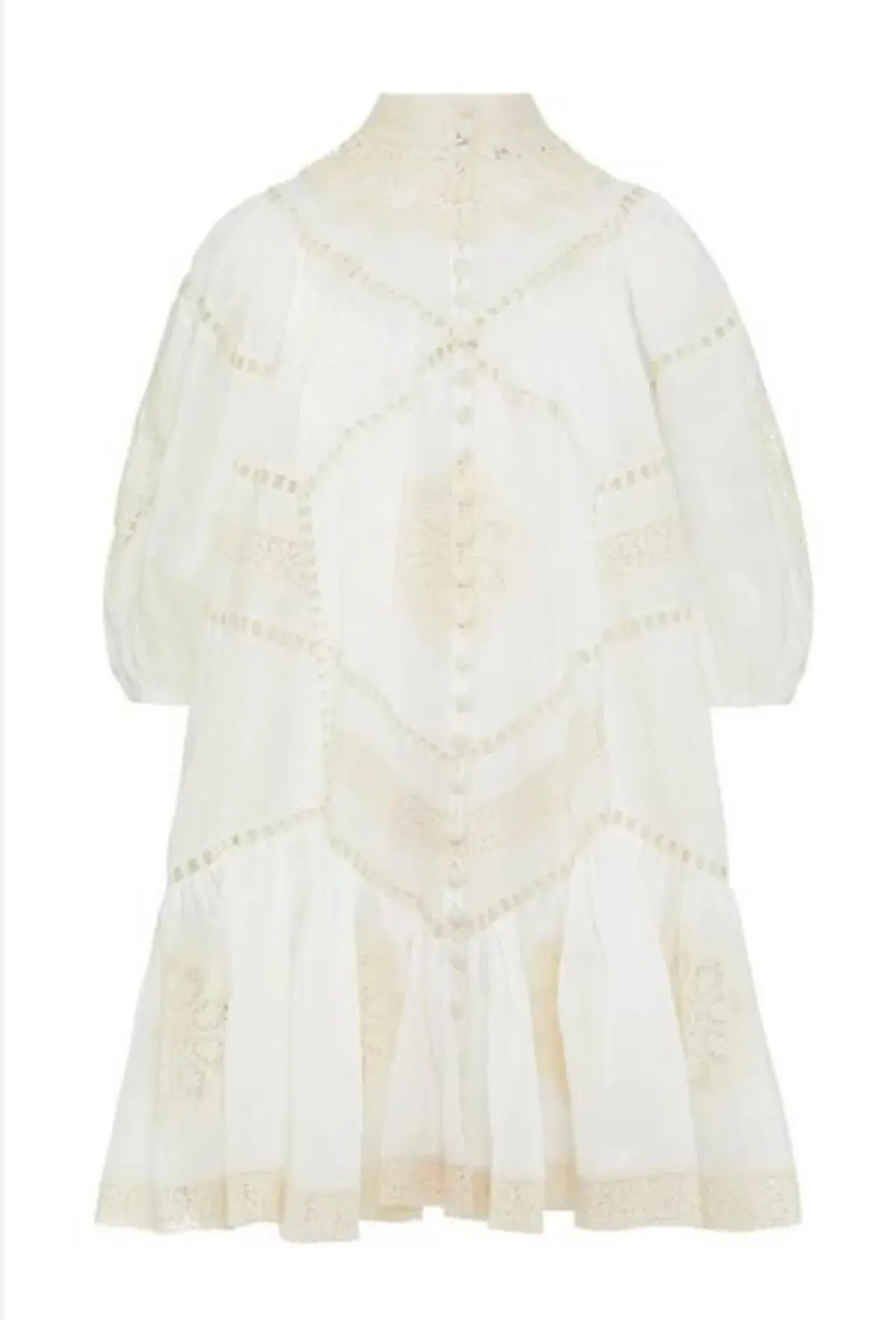 Zimmermann Jude Guipure Lace Trim Mini Dress in Cream Size 1/AU 10 photo 3