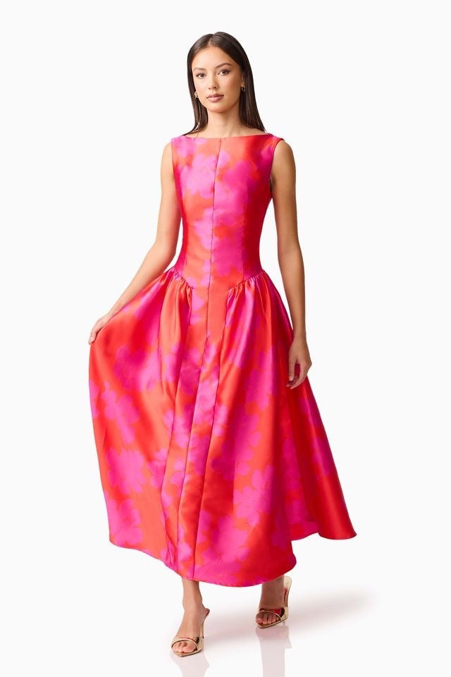 Elliatt Eloise Midi Dress - Red Fuchsia photo 2