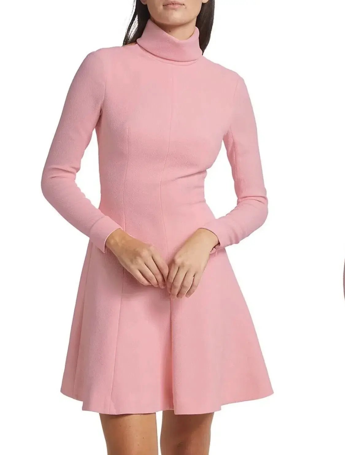 Emilia Wickstead Peony Pink Stella Dress, Size AU 16, Cutout Back Long Sleeve Turtleneck photo 3