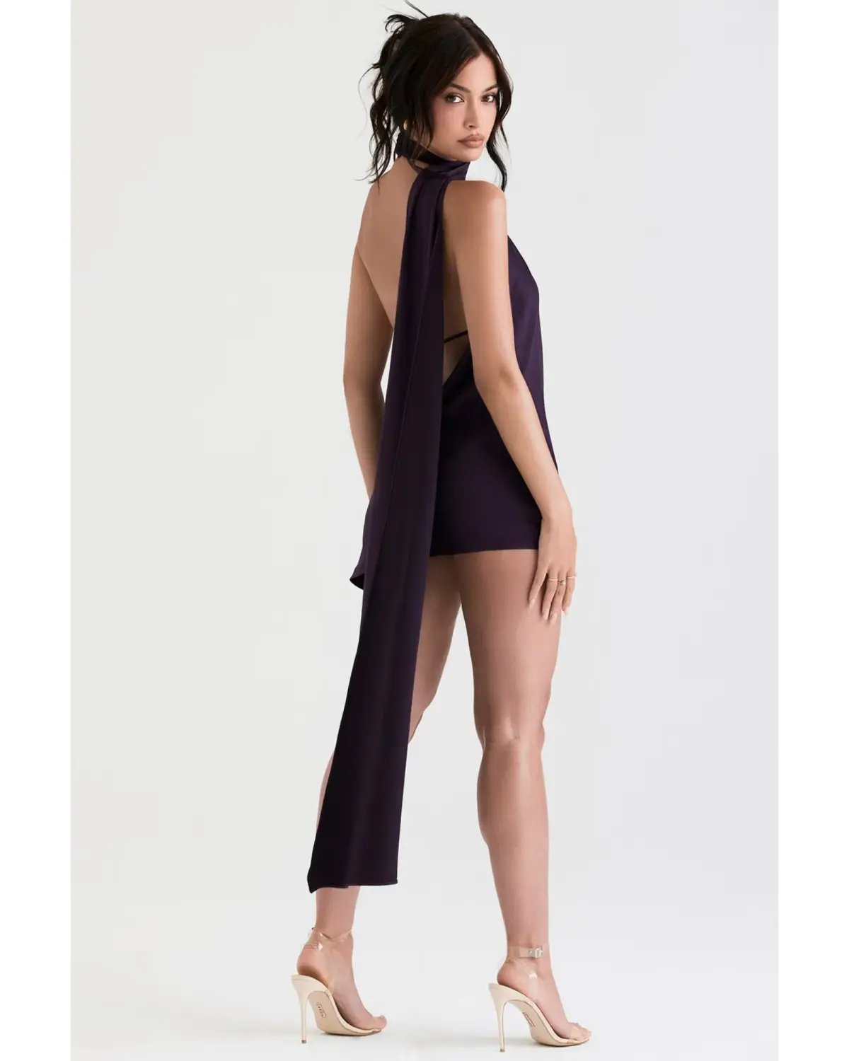 House Of CB Aida Asymmetric Wrap Neck Dress Night Shade Size S / AU 8 photo 4